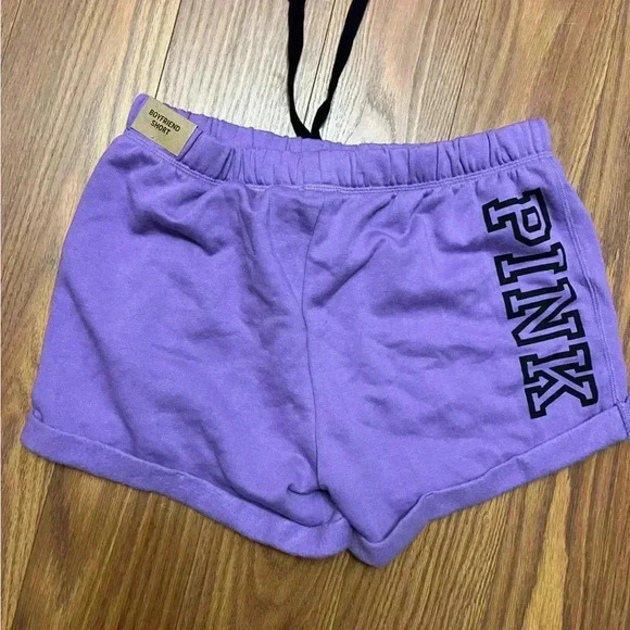 NWT VS Victoria's Secret Pink Amethyst Purple Classic Logo Boyfriend Short S - Picture 5 of 7